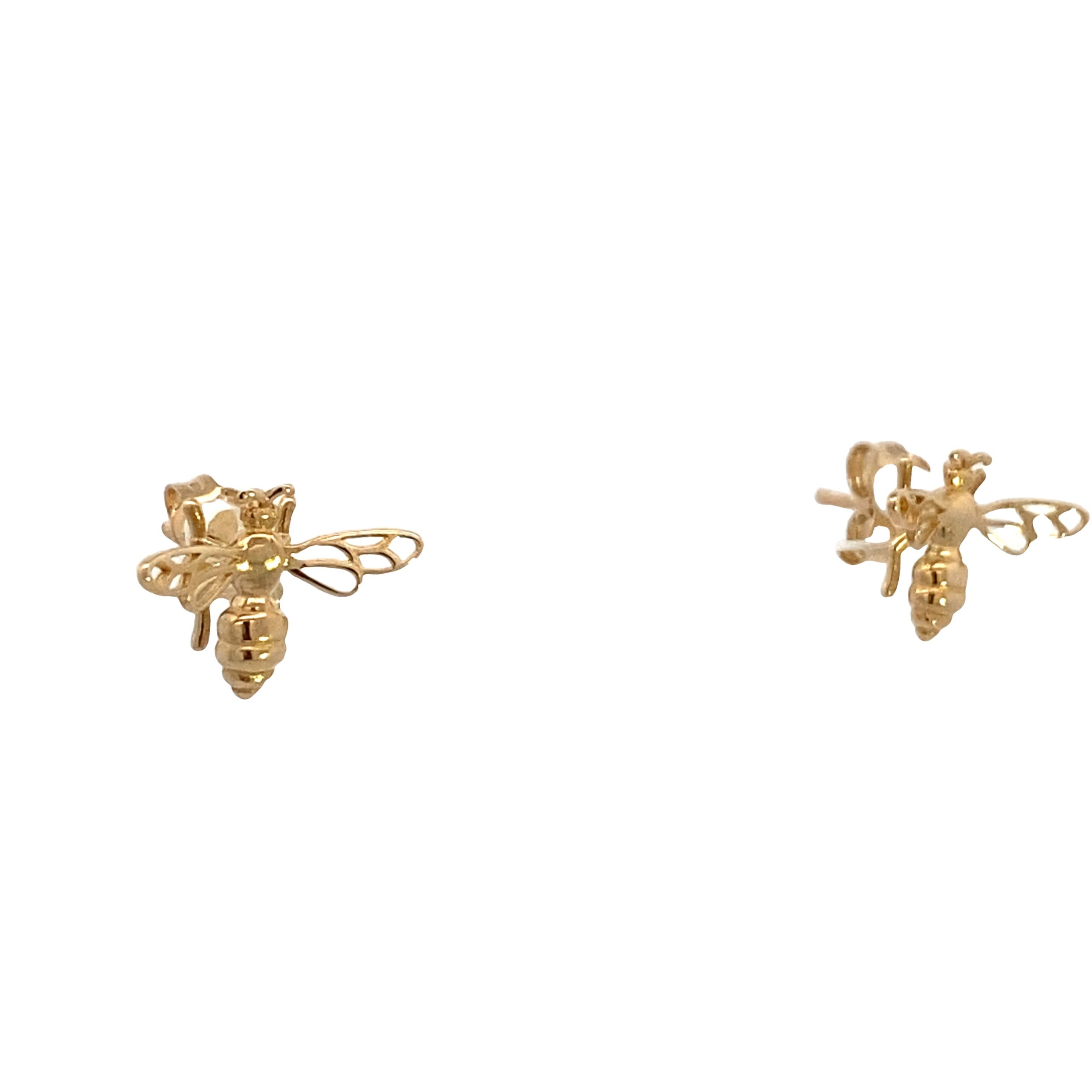 14K Gold Bumble Bee Earrings