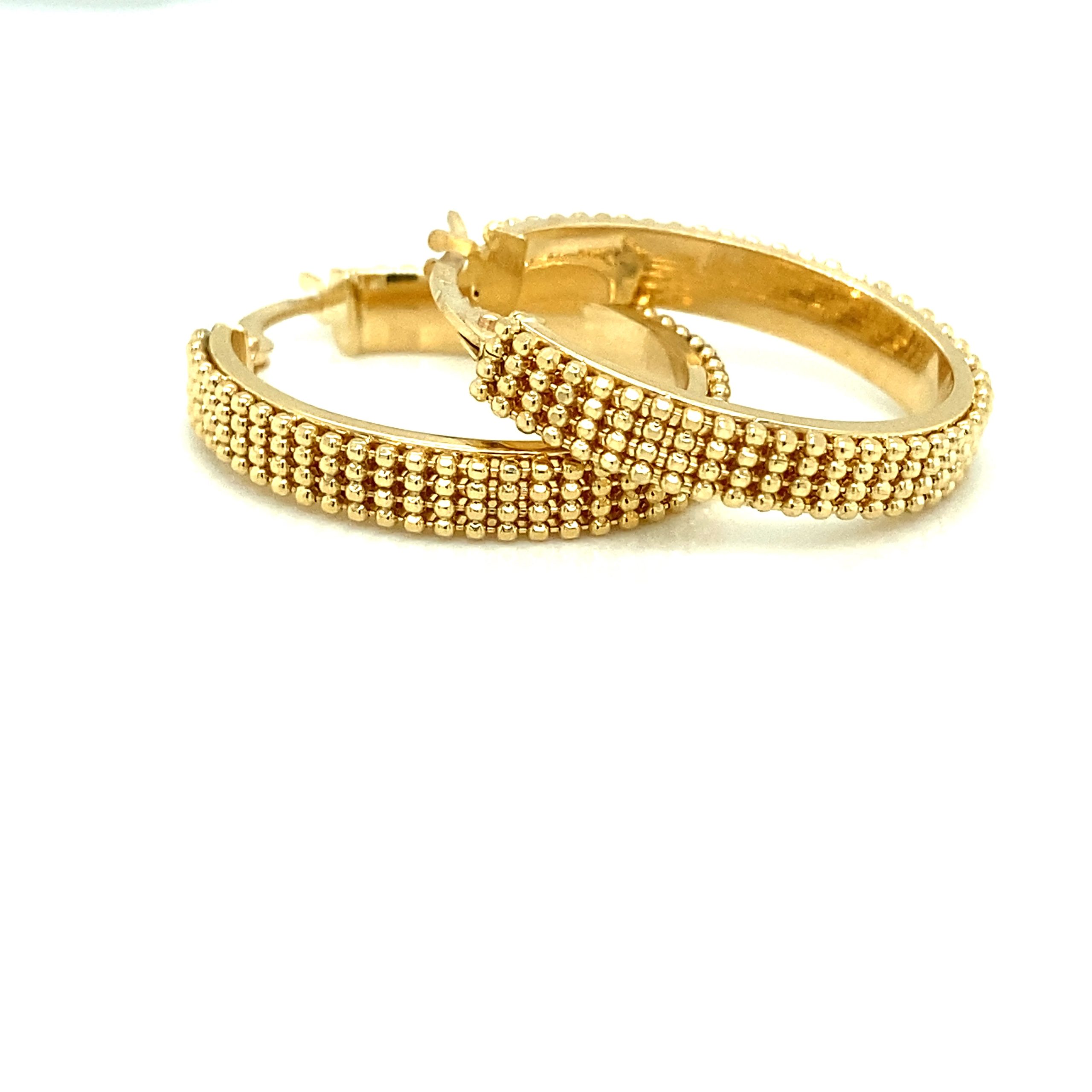 14K Fancy Dot Pattern Hoops