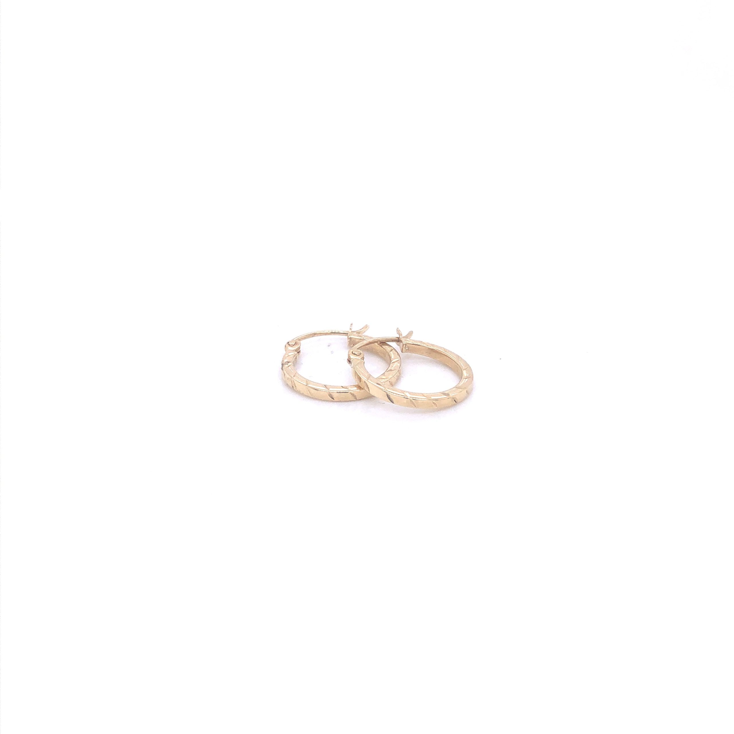 Small Diamond Cut 14k Gold Hoops