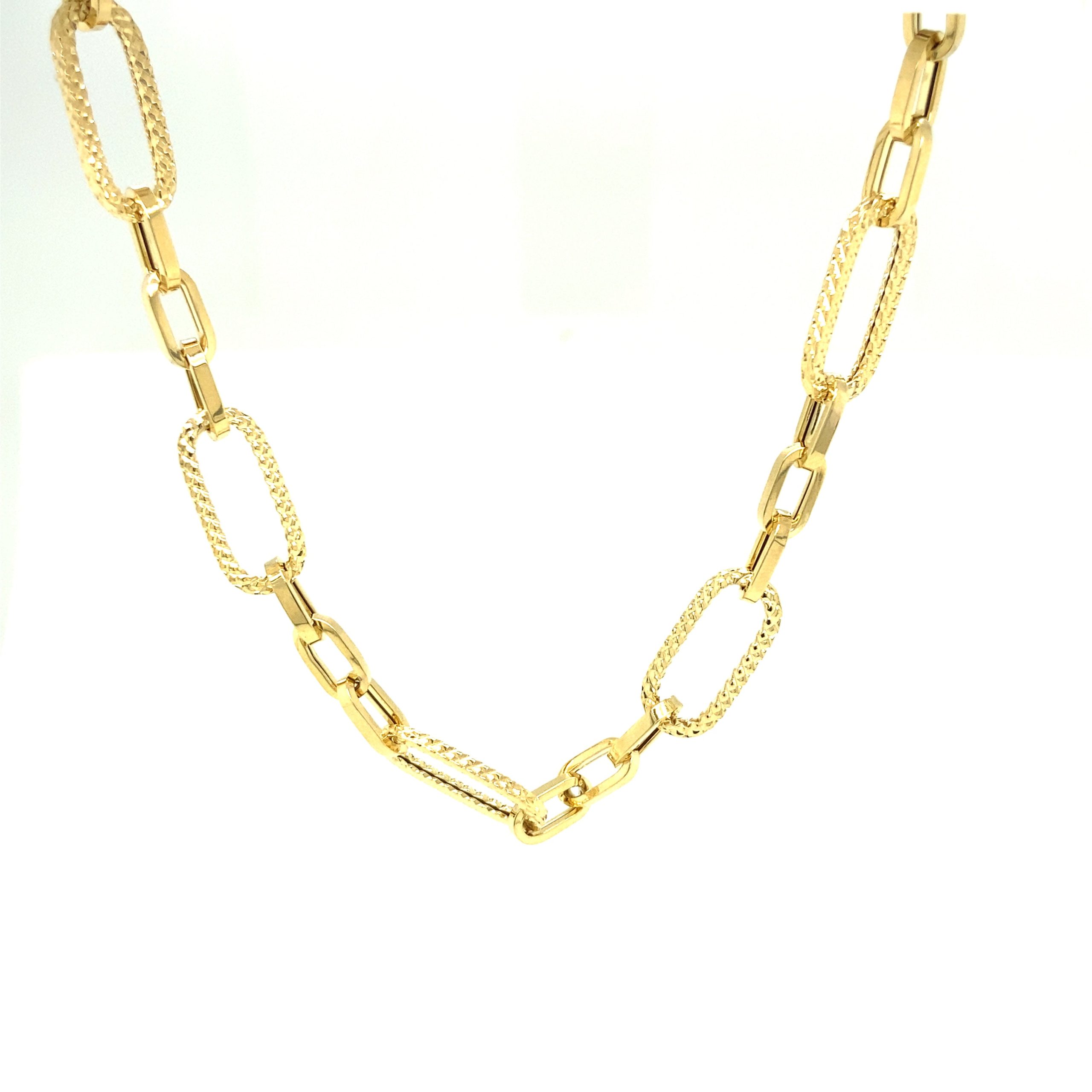 14K Gold Twist Paper Clip Link Chain