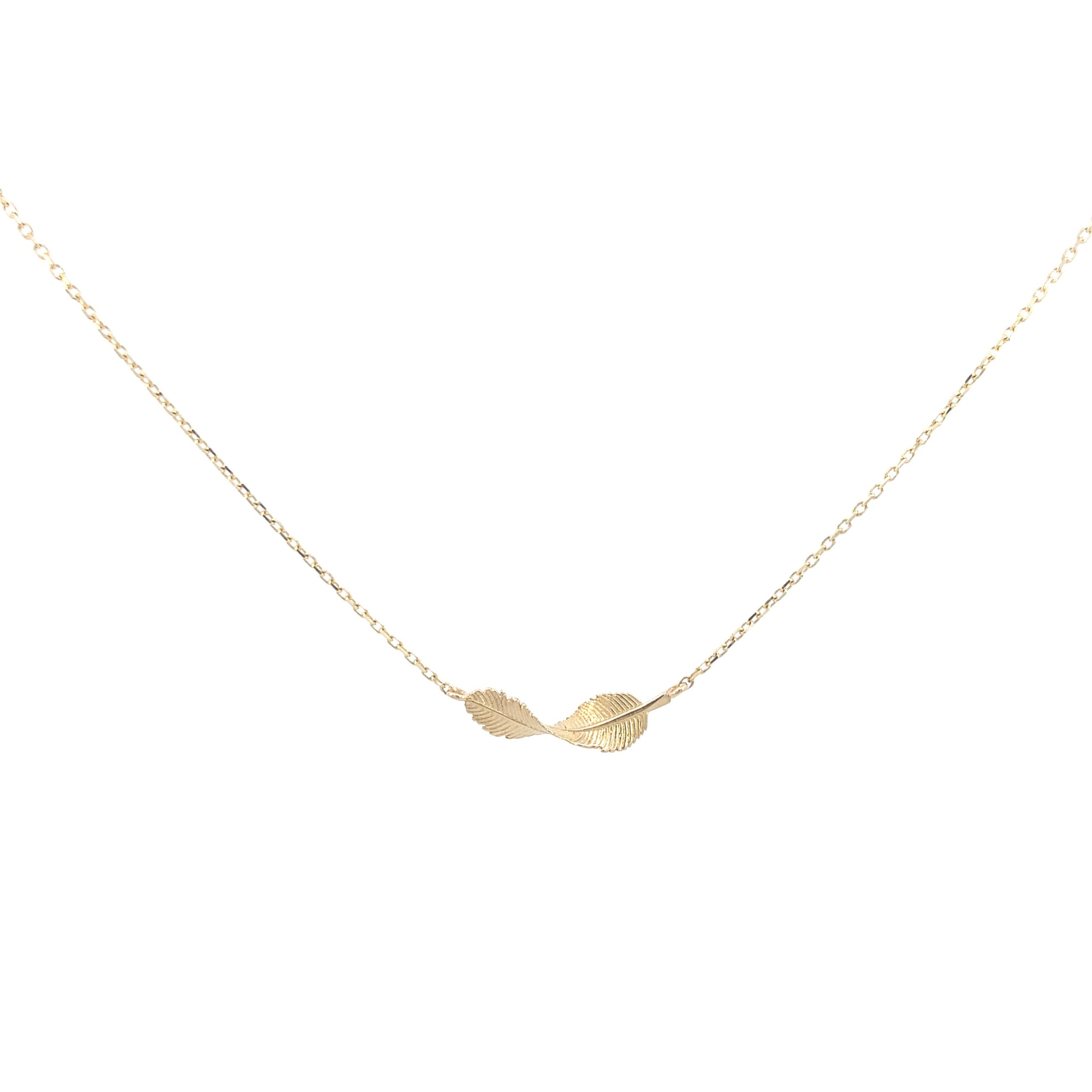 14K Gold Feather Necklace