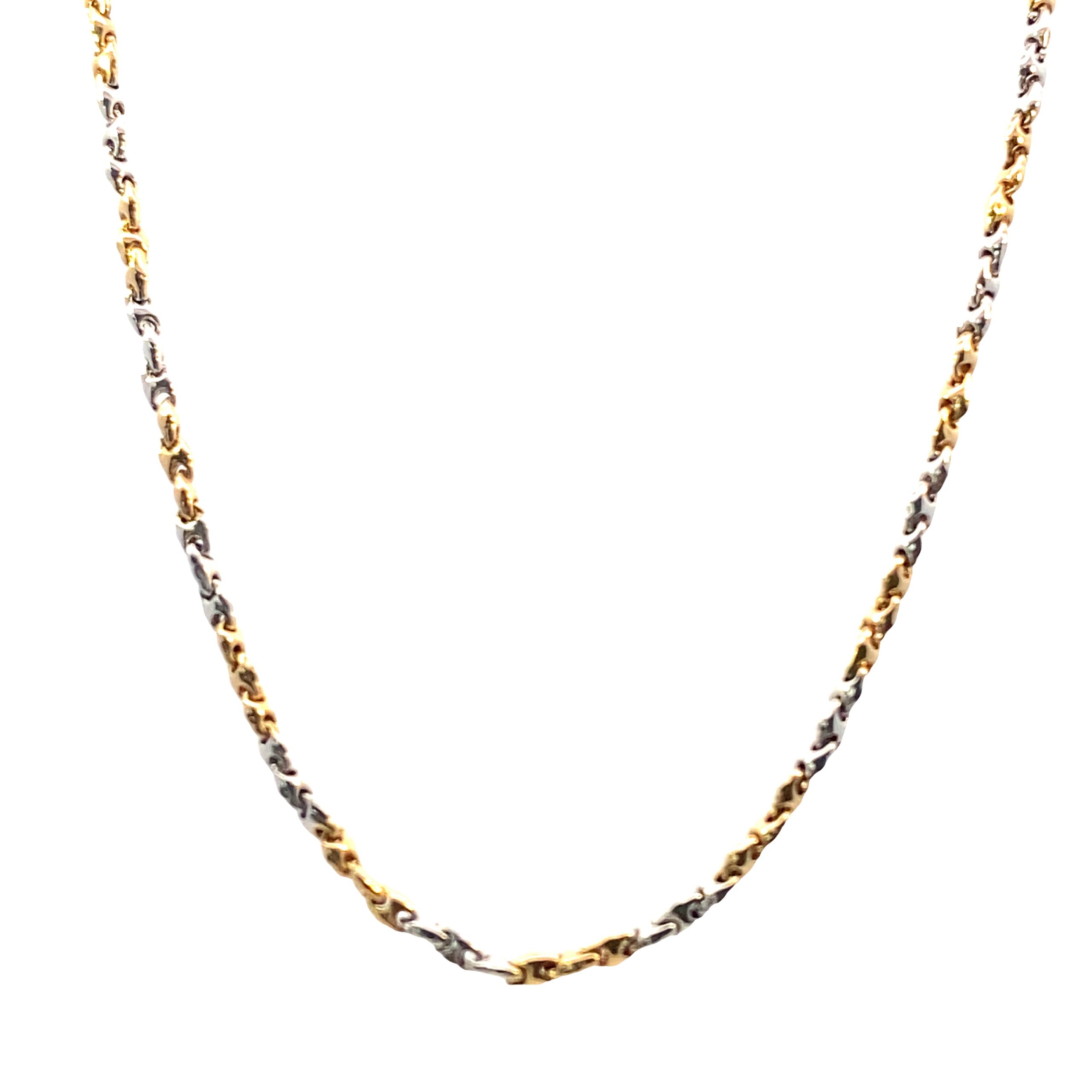 18K Gold Elegant Two-Tone Link Chain