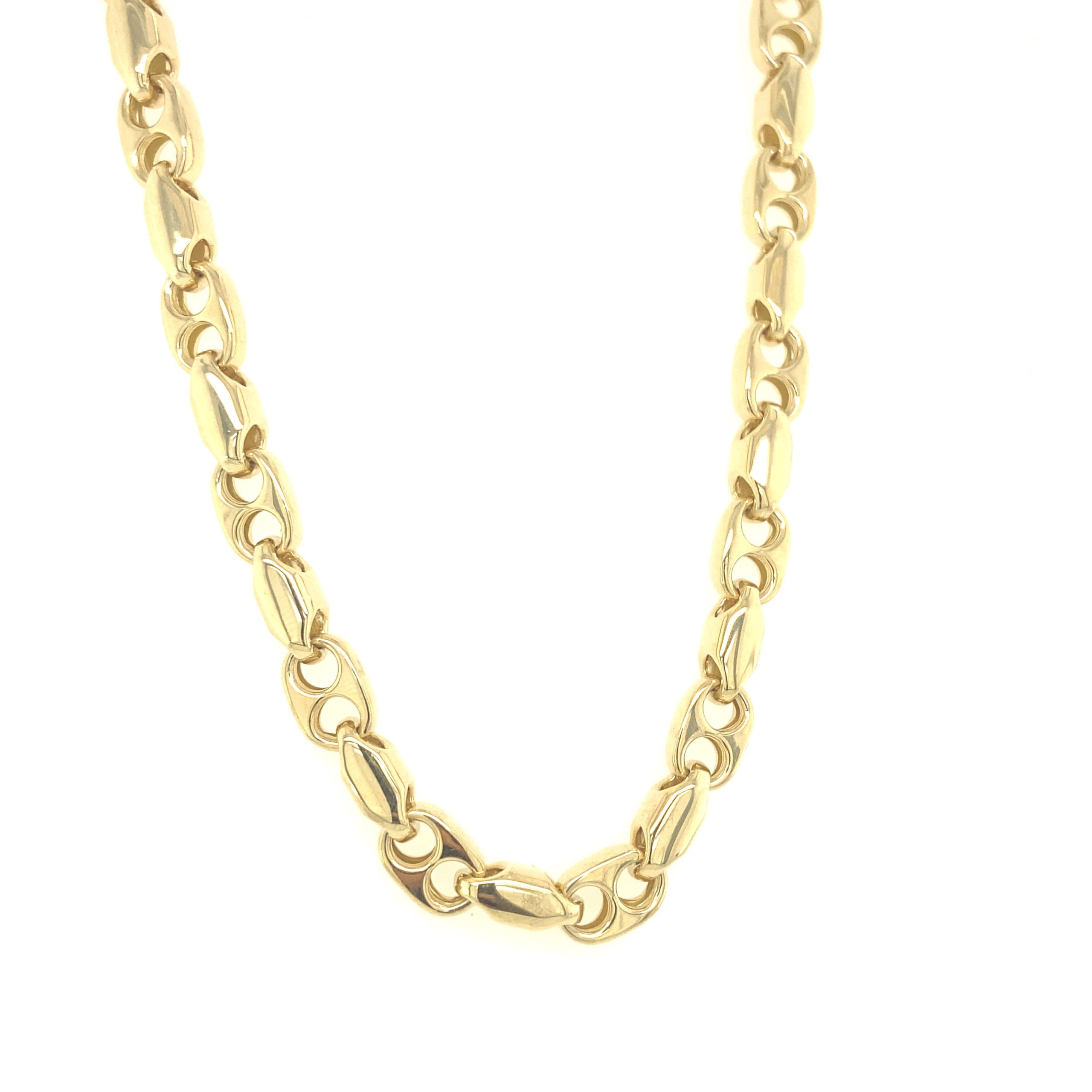 14k Gold Puff Mariner Link Chain