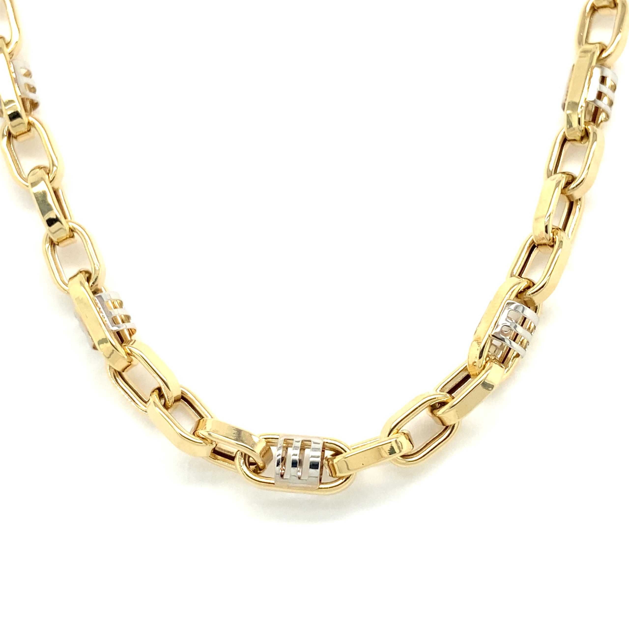 14K 2T Gold Cylinder Link Necklace