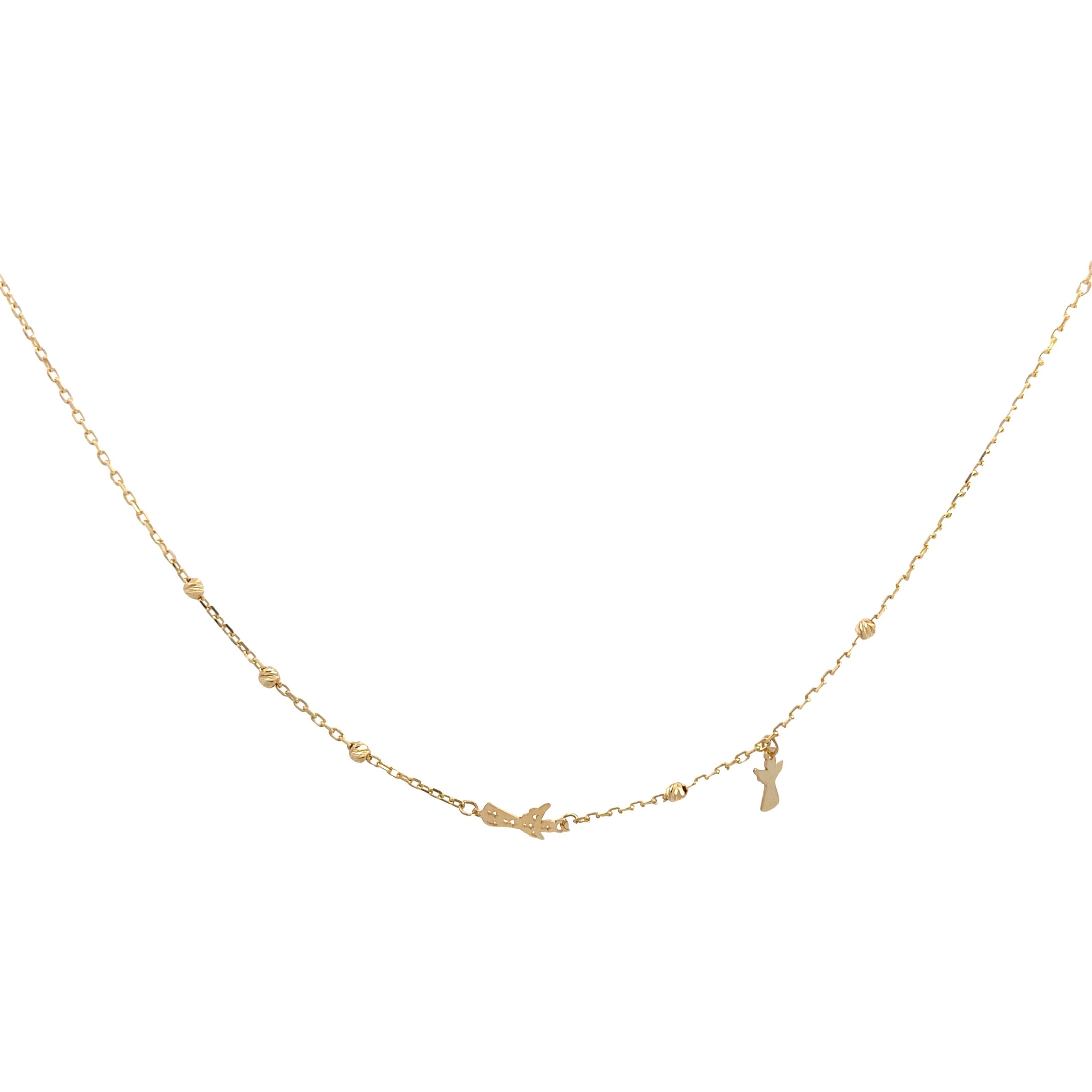 14K Gold Necklace with Angel Shape