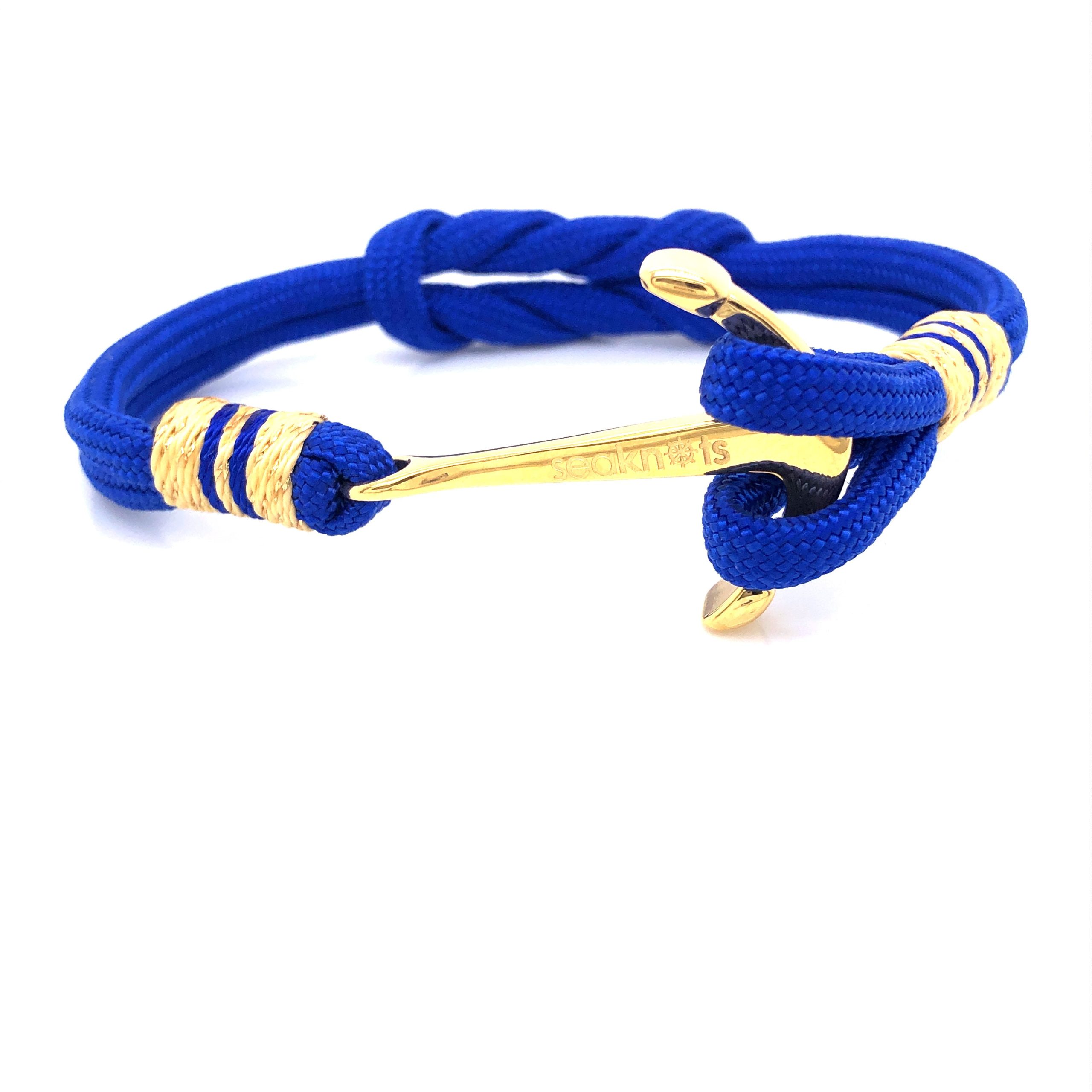 Blue Double Cord with Gold Anchor Bracelet (Blue/Gold)