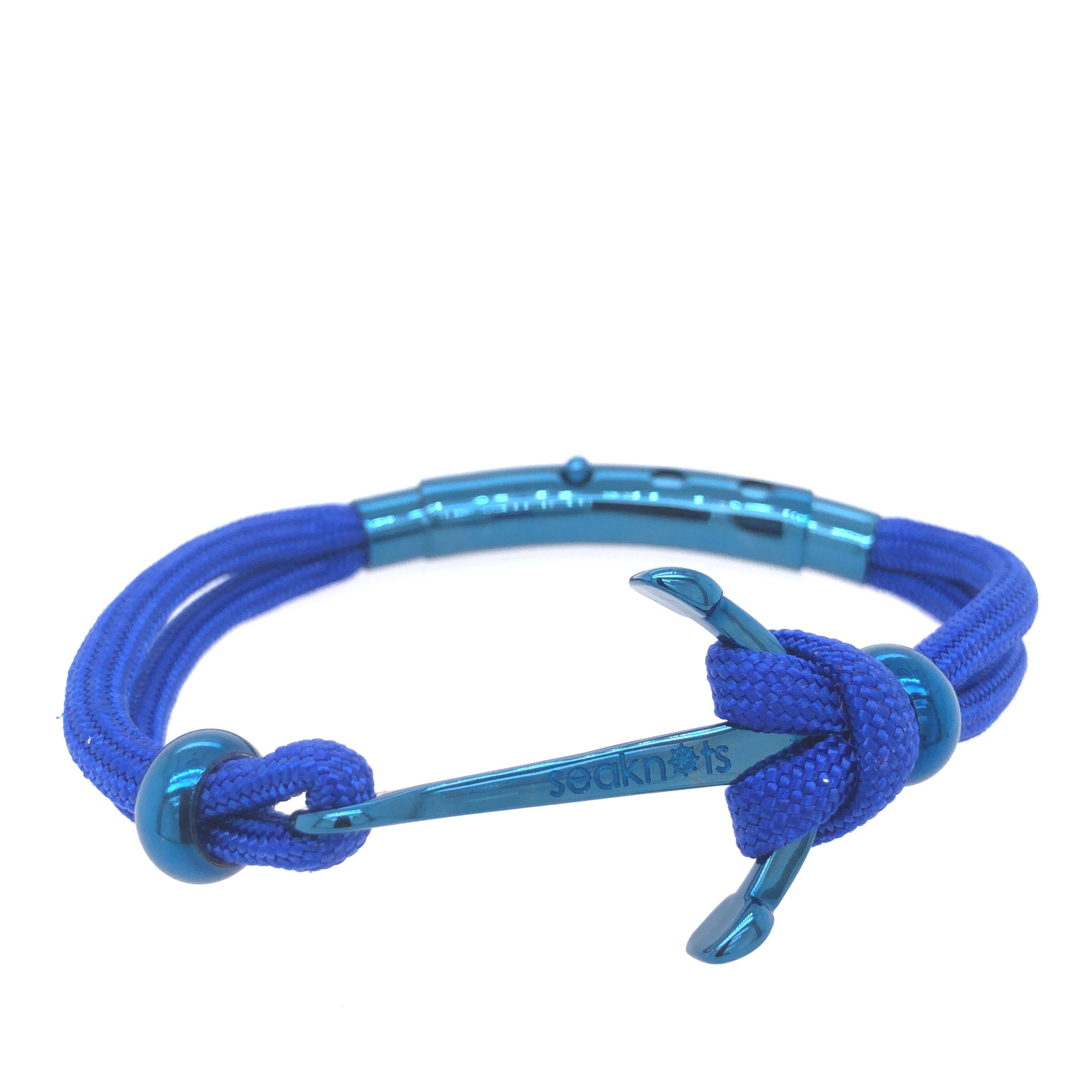 DOUBLE CORD WITH ANCHOR KNOT BEADS BLUE
