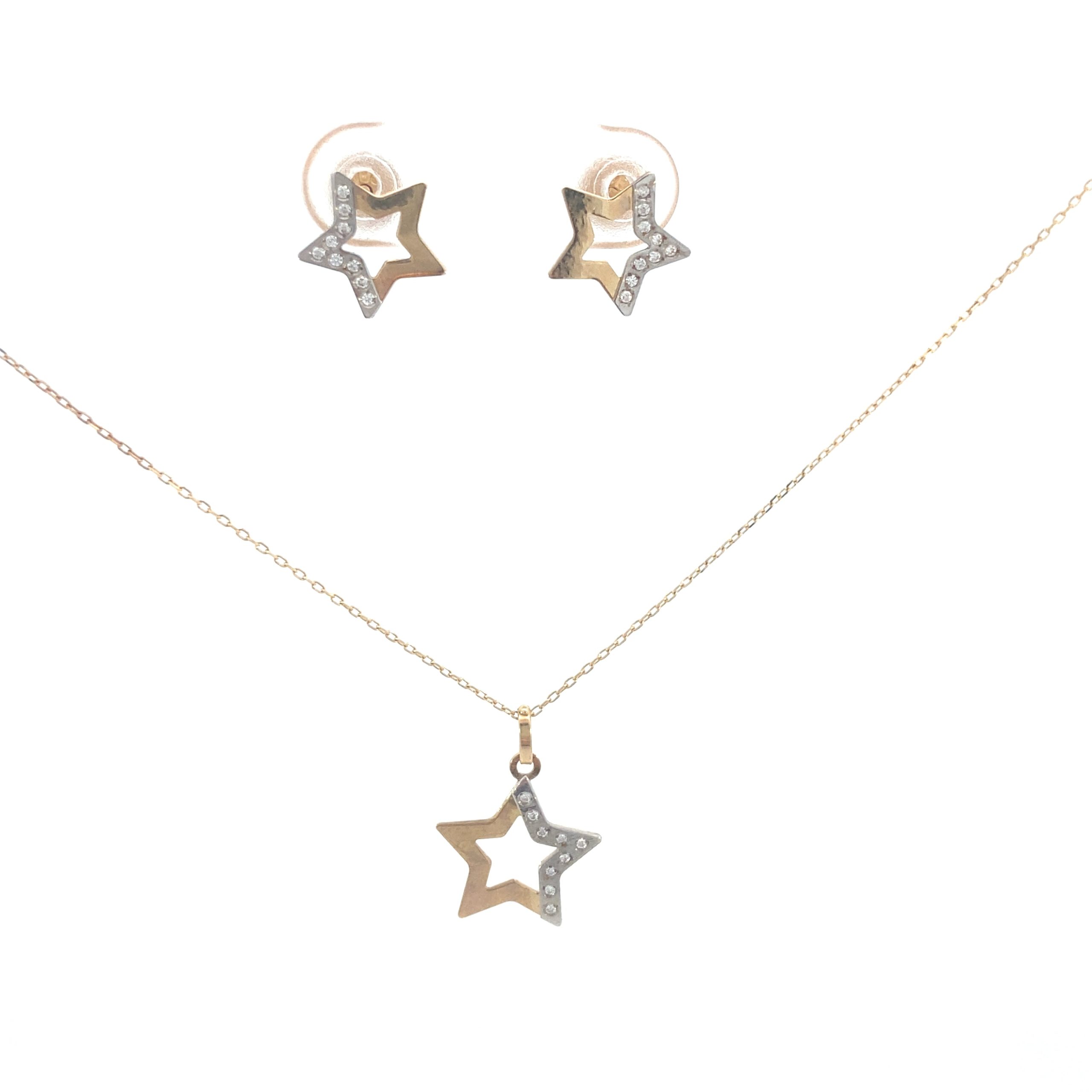 14K Star Half Two Tones with Zircon