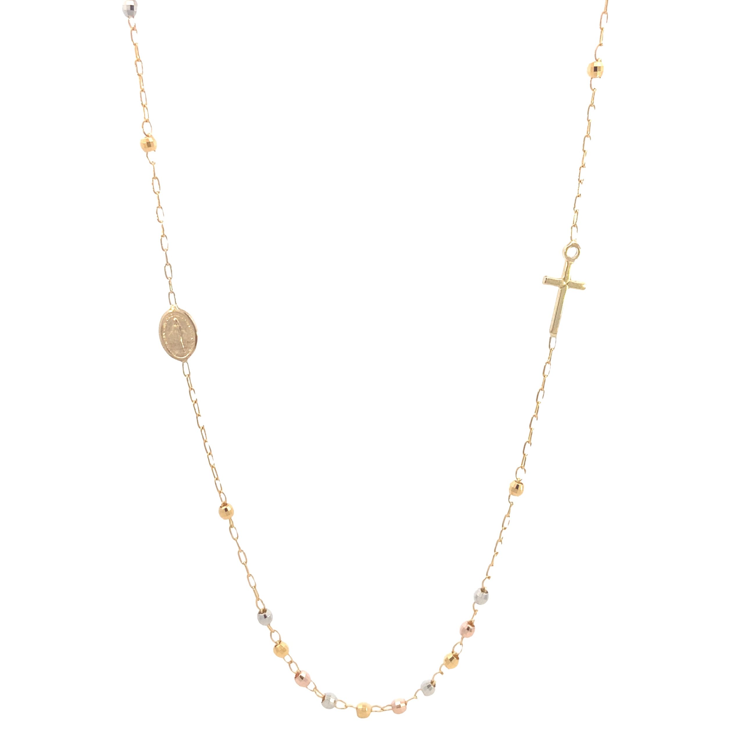 14K Gold 3/C Rosary Necklace