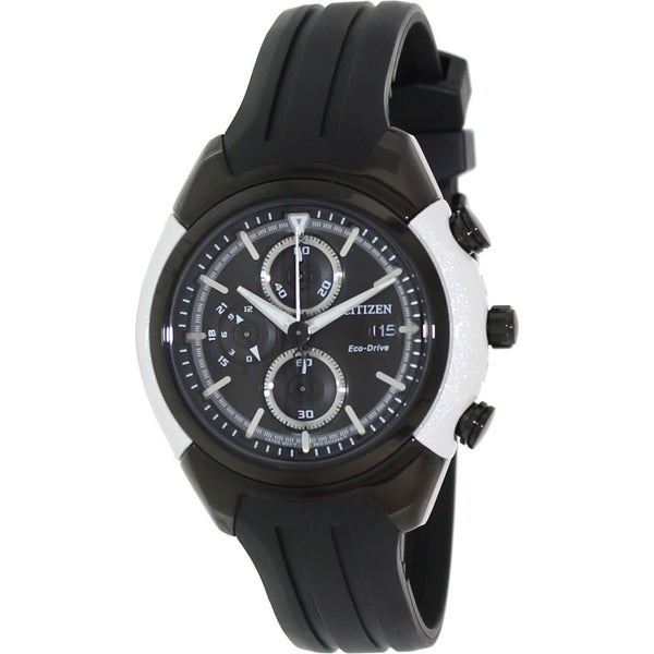 Citizen Men's CA0286-08E Eco-Drive Chronograph Black Rubber Watch