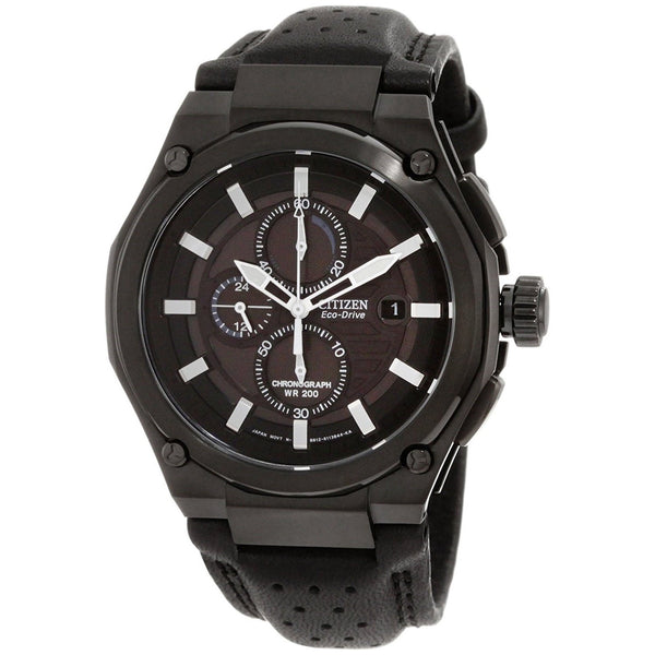 Citizen Men's CA0315-01E Sport Chronograph Black Leather Watch