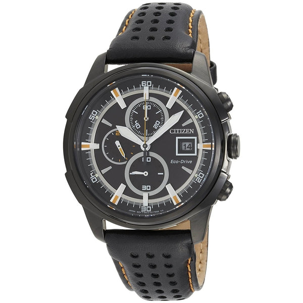 Citizen Men's CA0375-00E Eco-Drive Chronograph Black Stainless Steel Watch