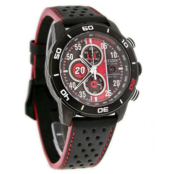 Citizen Men's CA0530-41E Primo Matt Kenseth Chronograph Black Leather Watch