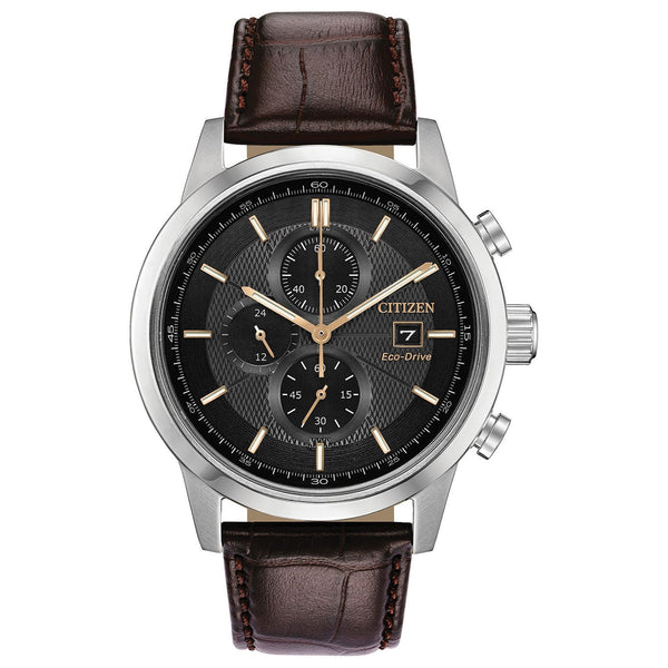 Citizen Men's CA0611-09H Eco-Drive Chronograph Chronograph Brown Leather Watch