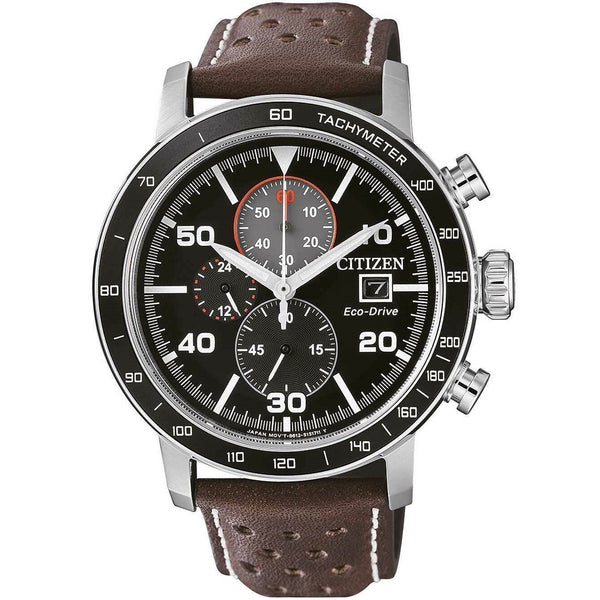 Citizen Men's CA0641-24E Eco-Drive Chronograph Black Leather Watch