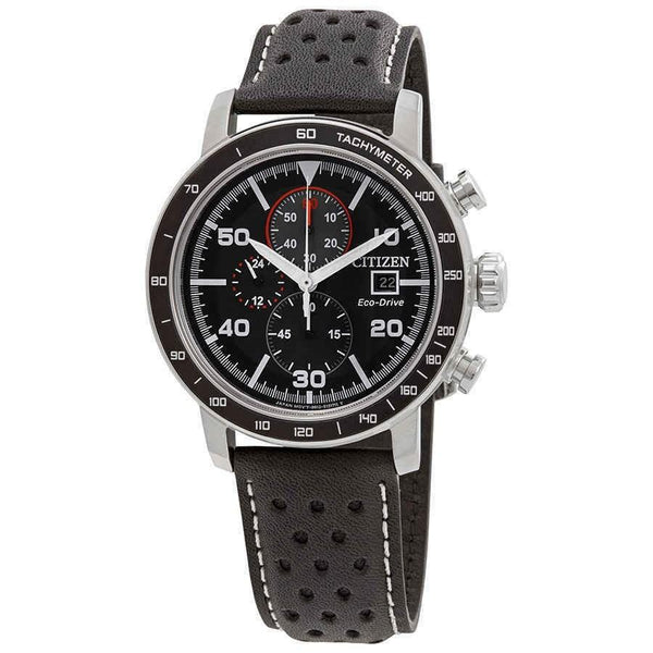 Citizen Men's CA0649-14E Brycen Chronograph Black Leather Watch