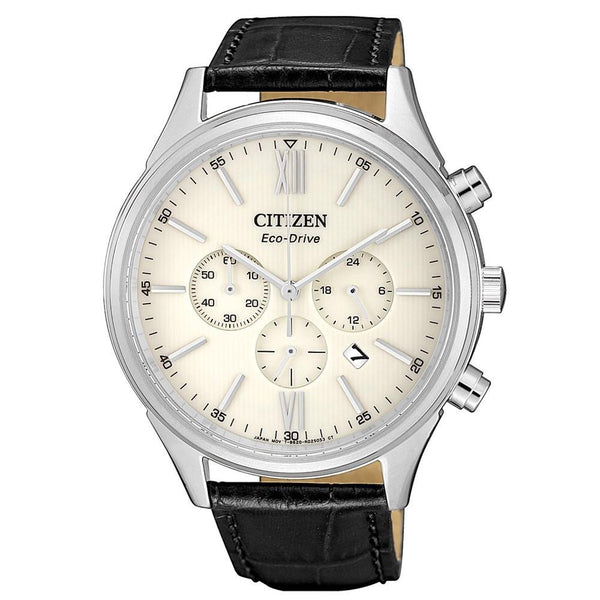 Citizen Men's CA4410-17A Eco-Drive Chronograph Black Leather Watch