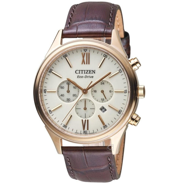 Citizen Men's CA4413-19A Eco-Drive Chronograph Brown Leather Watch