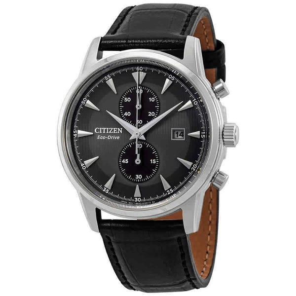 Citizen Men's CA7000-04H Corso Chronograph Black Leather Watch