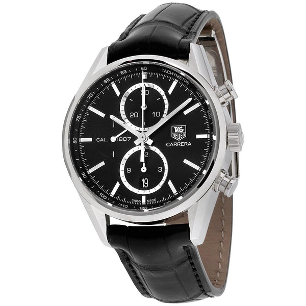 Tag Heuer Men's CAR2110.FC6266 Carrera Automatic Chronograph Black Leather Watch