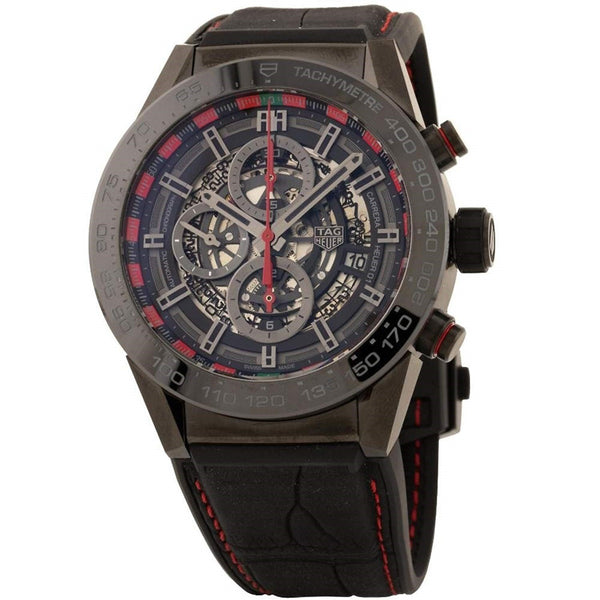 Tag Heuer Men's CAR2A1G.FC6400 Carrera Chronograph Black Leather with Rubber Watch