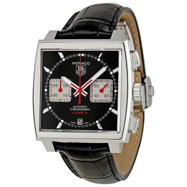 Tag Heuer Men's CAW2114.FC6177 Monaco Chronograph Automatic Black Leather Watch