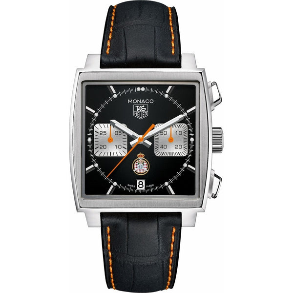 Tag Heuer Men's CAW211K.FC6311 Monaco Chronograph Black Leather Watch