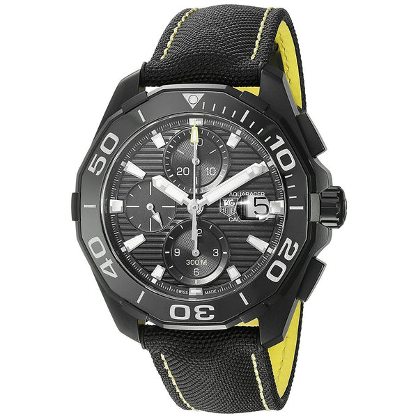 Tag Heuer Men's CAY218A.FC6361 Aquaracer Chronograph Automatic Black Canvas and Leather Watch