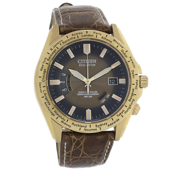 Citizen Men's CB0003-08X Eco-Drive Mens Limited Edition World Time Brown Leather Watch