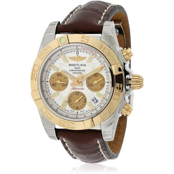 Breitling Men's CB014012-G713BS Chronomat 41 18 Kt Rose Gold Chronograph Automatic Brown Leather Watch