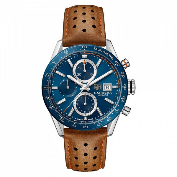 Tag Heuer Men's CBM2112.FC6455 Carrera Chronograph Brown Leather Watch