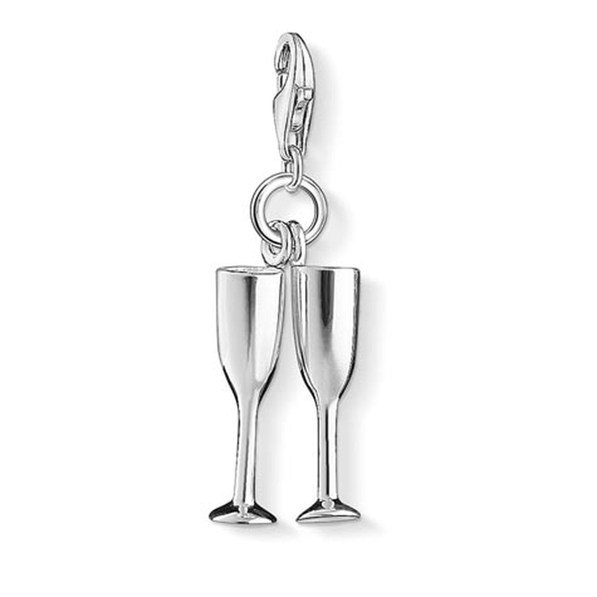 Champagne Glasses Charm (Silver)