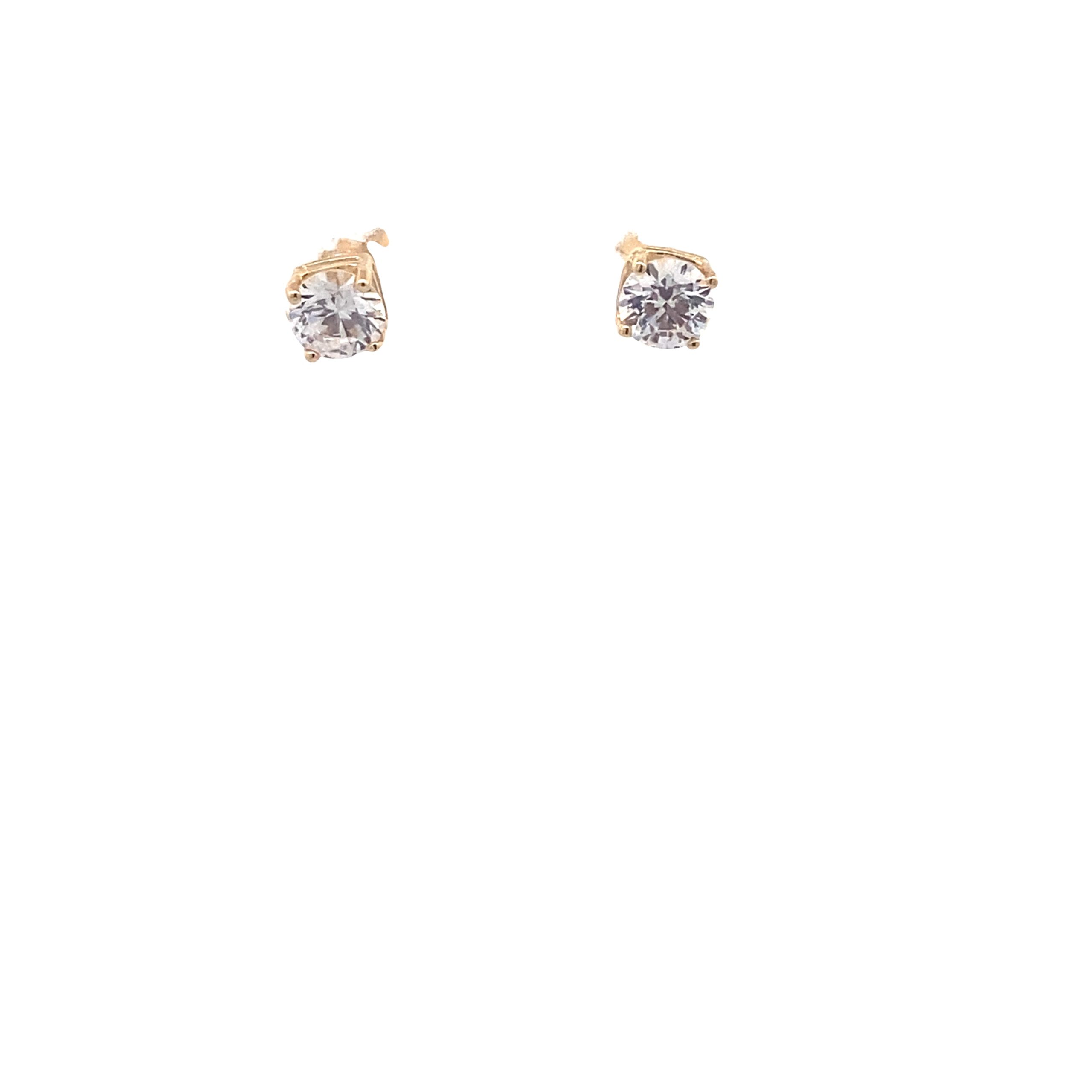 14K Gold Solitaire Stud Earrings with 5mm CZ