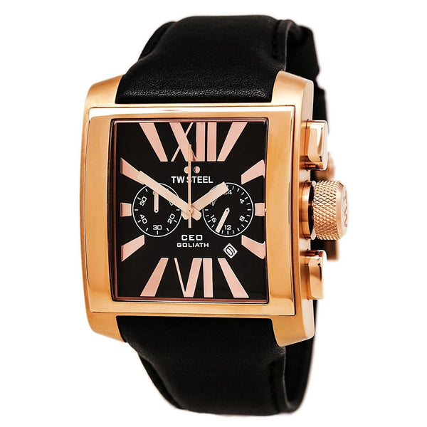 TW Steel Men's CE3012 Goliath Chronograph Black Leather Watch