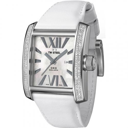 TW Steel Men's CE3015 CEO Goliath White Leather Watch