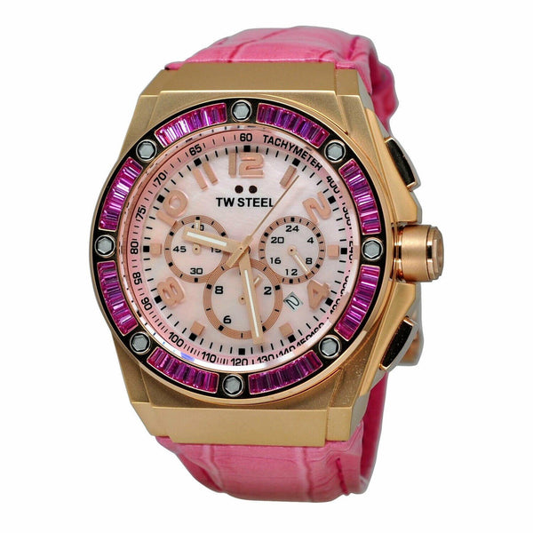 TW Steel Women's CE4006 CEO Tech Chronograph Pink Leather Watch