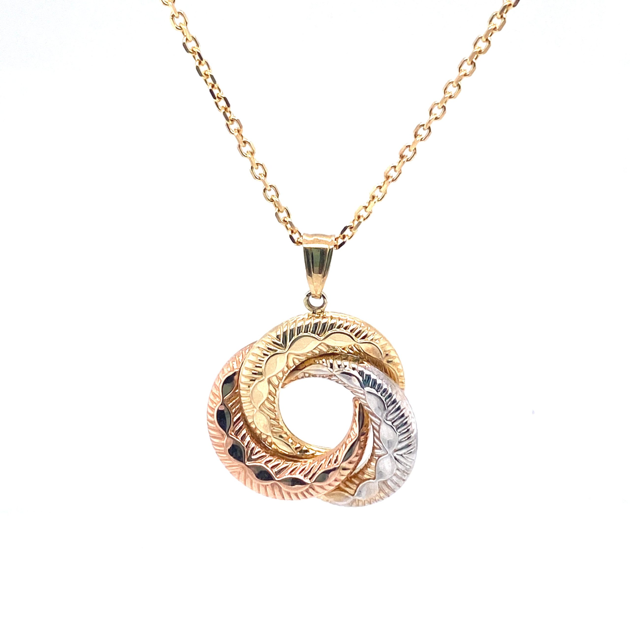 14K Tri-Color Puff Pendant
