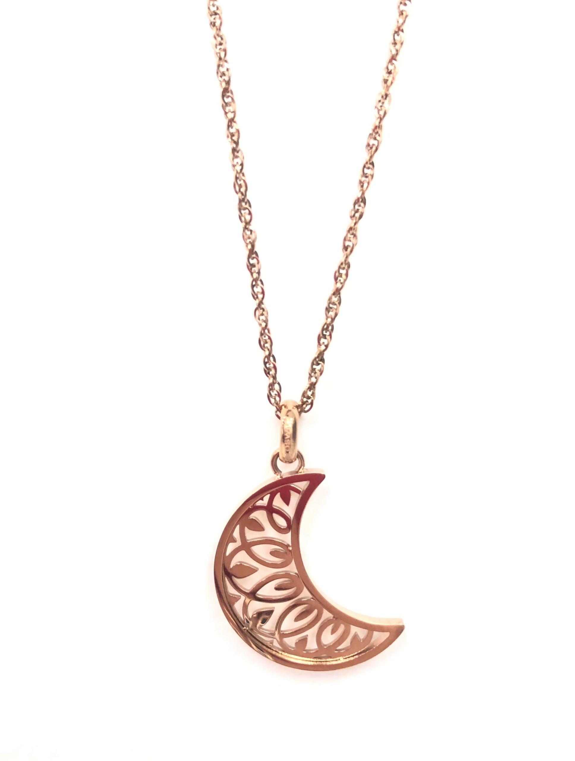 Très Jolie Moon Pendant Necklace (Rose-Gold)