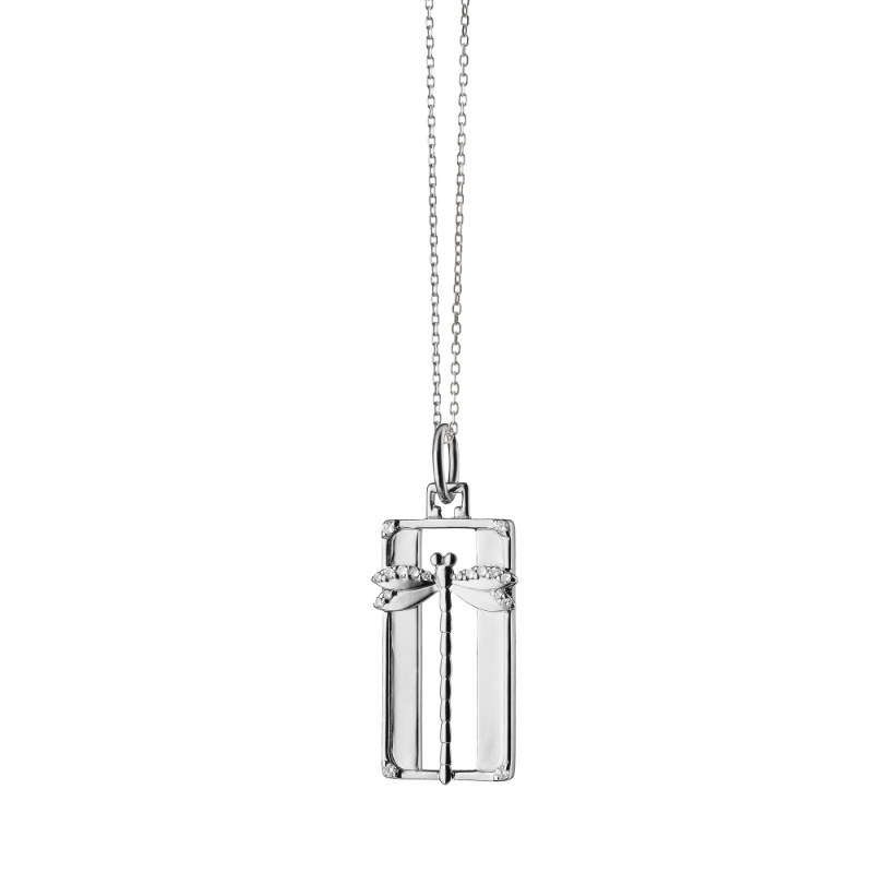 CH-41375 Sapphire Dragon Fly Pendant In Sterling Silver