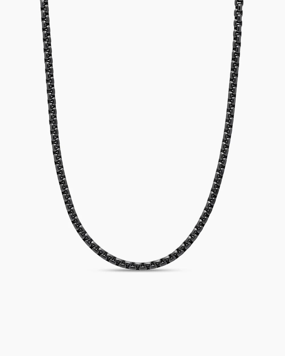 BOX CHAIN NECKLACE Darkened Stainless Steel, 4mm