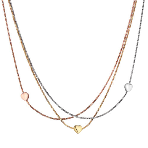 Marcello Pane Box Chain Hearts Three color Necklace