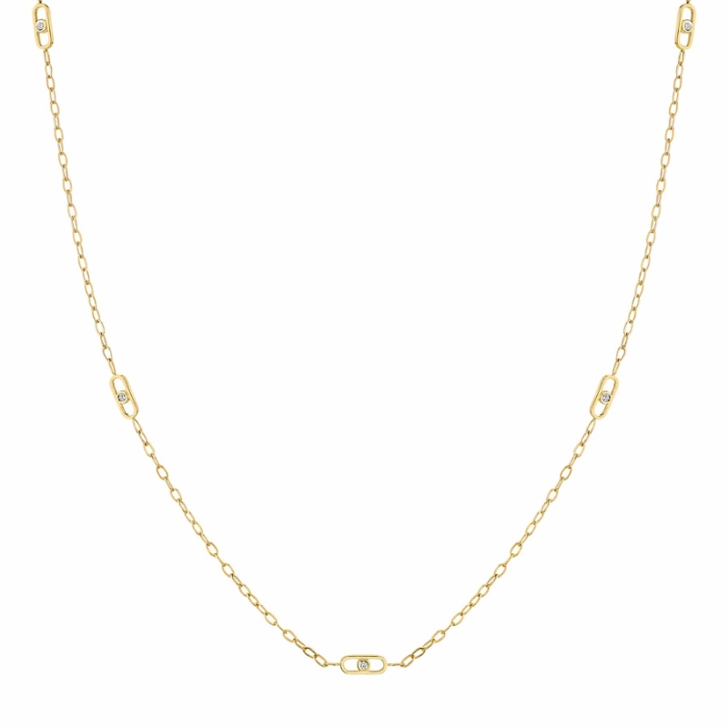 CN351M Streamlined Diamond Necklace In 14 Karat Yellow Gold