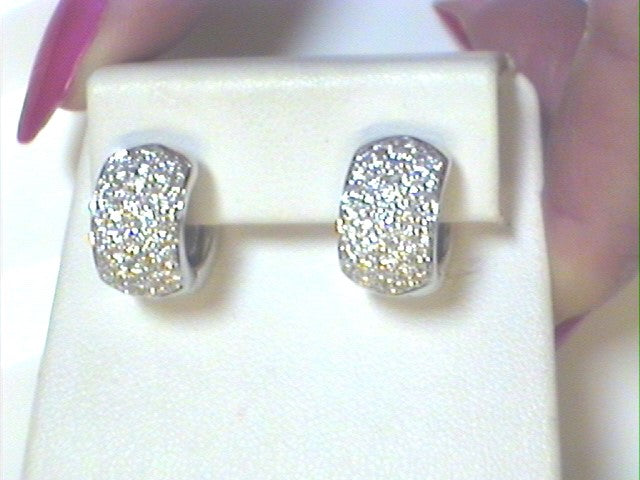 14K WHITE GOLD DIAMOND PAVE HUGGIES 1.80CTS