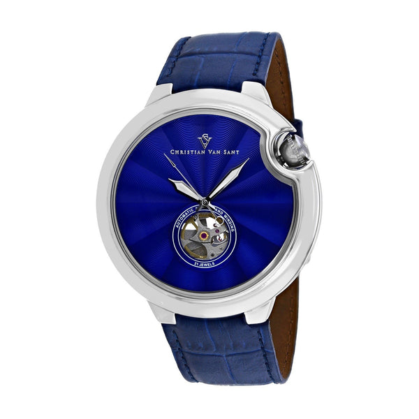 Christian Van Sant Men's CV0140 Cyclone Blue Leather Watch