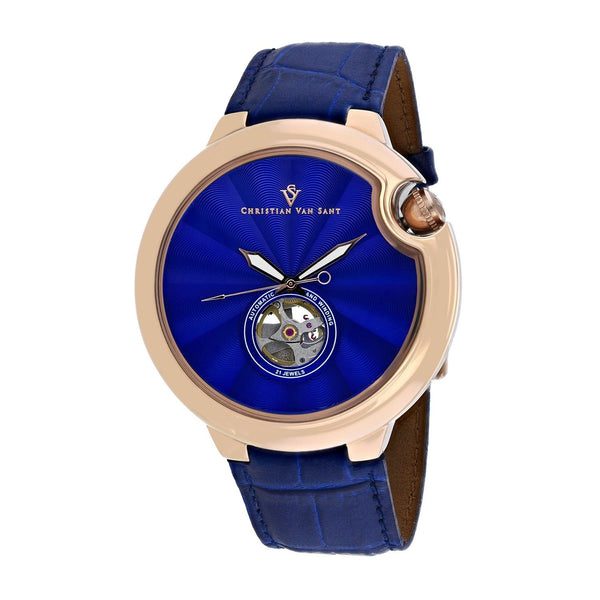 Christian Van Sant Men's CV0143 Cyclone Blue Leather Watch