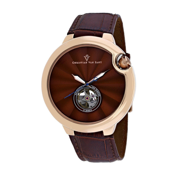 Christian Van Sant Men's CV0144 Cyclone Brown Leather Watch