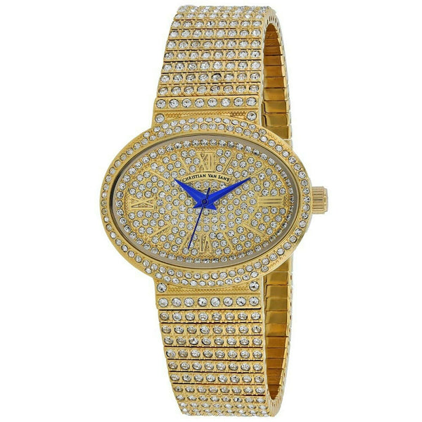 Christian Van Sant Women's CV0251 Sparkler Gold-Tone Stainless Steel with Sets of Crystal Watch