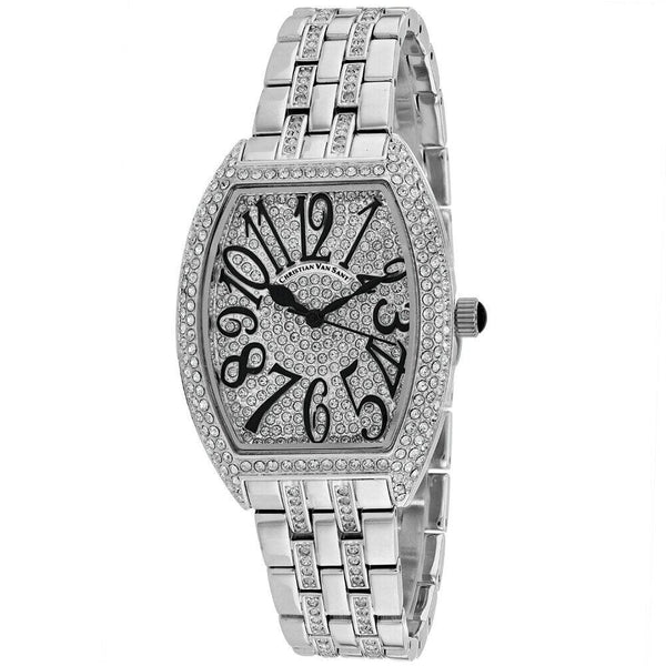 Christian Van Sant Women's CV0260 Elegant Sparkle Stainless Steel with Sets of Crystal Watch