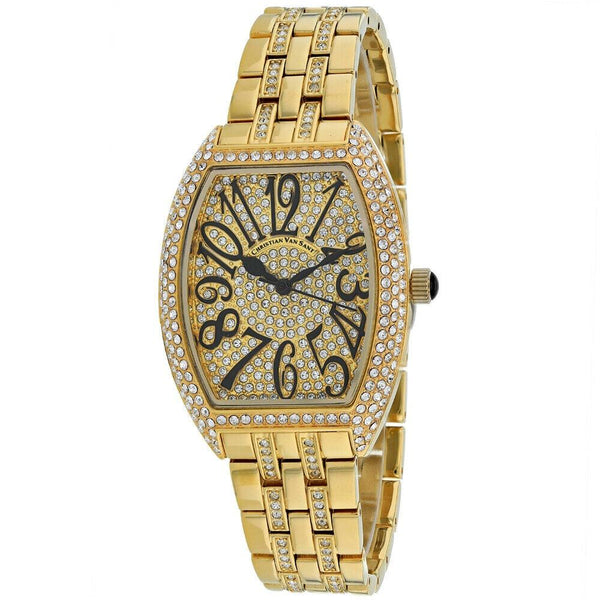 Christian Van Sant Women's CV0261 Elegant Sparkle Gold-Tone Stainless Steel with Sets of Crystal Watch
