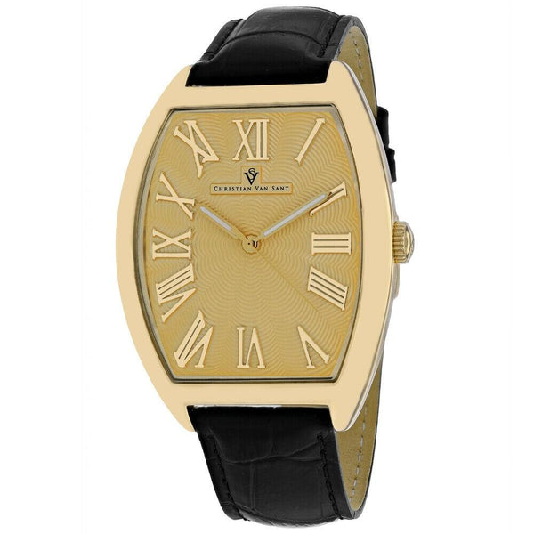 Christian Van Sant Men's CV0273 Royalty Black Leather Watch